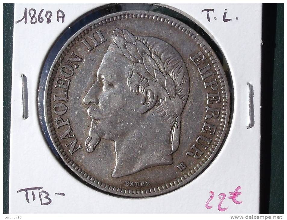5 Frs Napoleon III 1868 A - J. 5 Francs