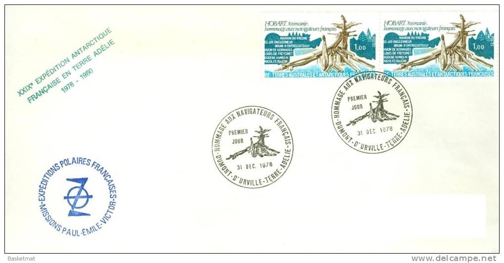 TAAF ENV DUMONT D´URVILLE   31/12/1978   1° JOUR TIMBRE HOBART - Covers & Documents