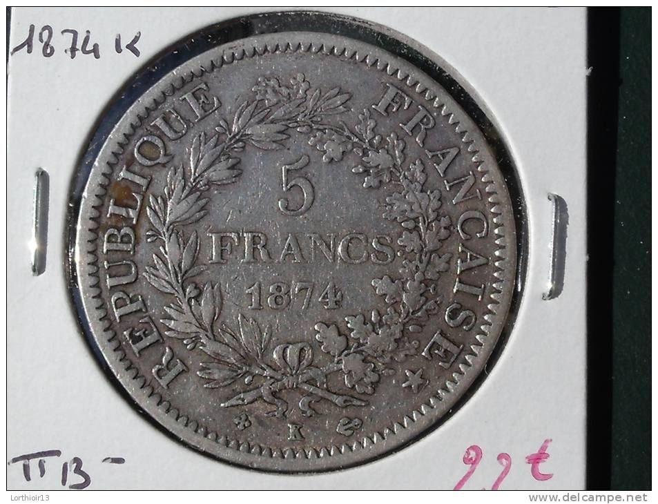 5 Frs Hercule 1874 K - J. 5 Francs