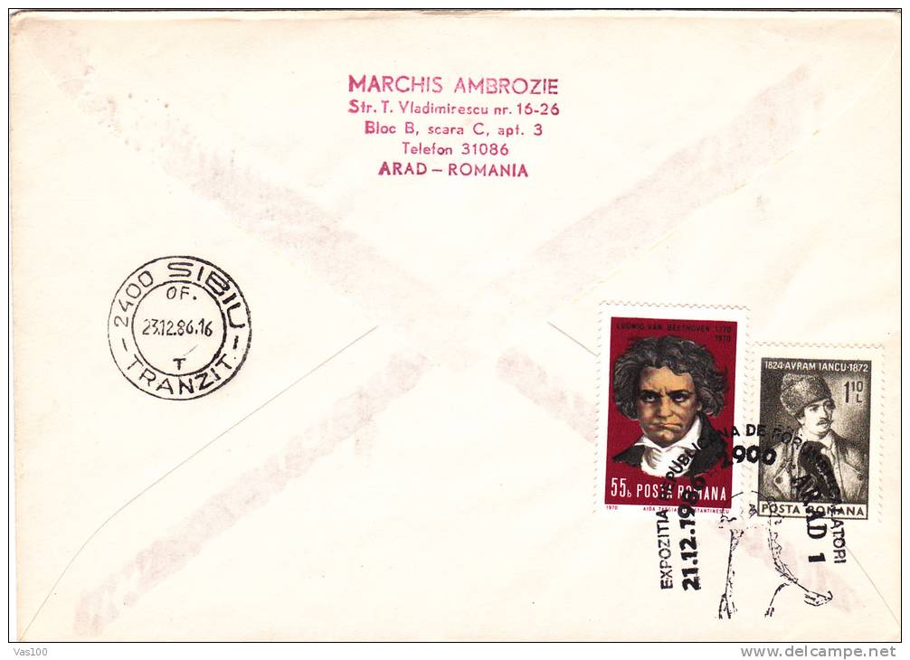 Pigeons & Columbiformes 1986 Meter Mark On Cover Arad Romania. - Palomas, Tórtolas