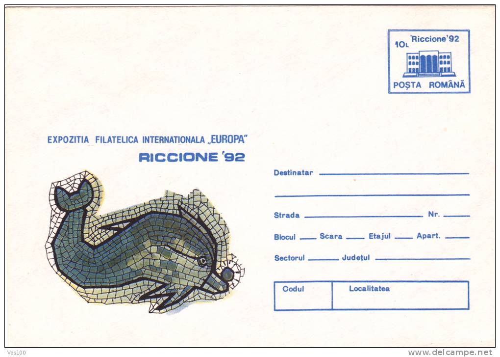 International Exhibition " EUROPA " Riccione 1992,cover Stationery Entier Postal Unused  Romania. - Altri & Non Classificati