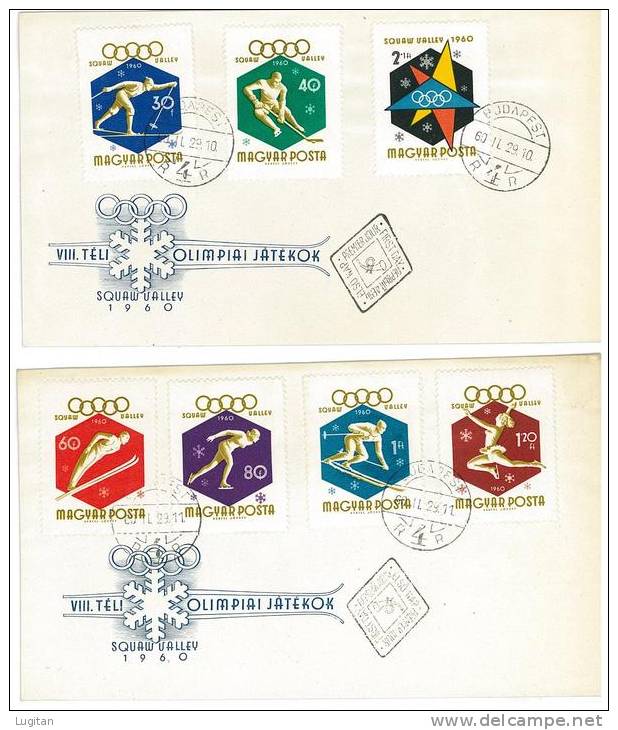 FILATELIA - TEMATICA SPORT - UNGHERIA - MAGYAR POSTA - OLIMPIADI DI SQUAW VALLEY  3  FDC - ANNO 1960 - Invierno 1960: Squaw Valley