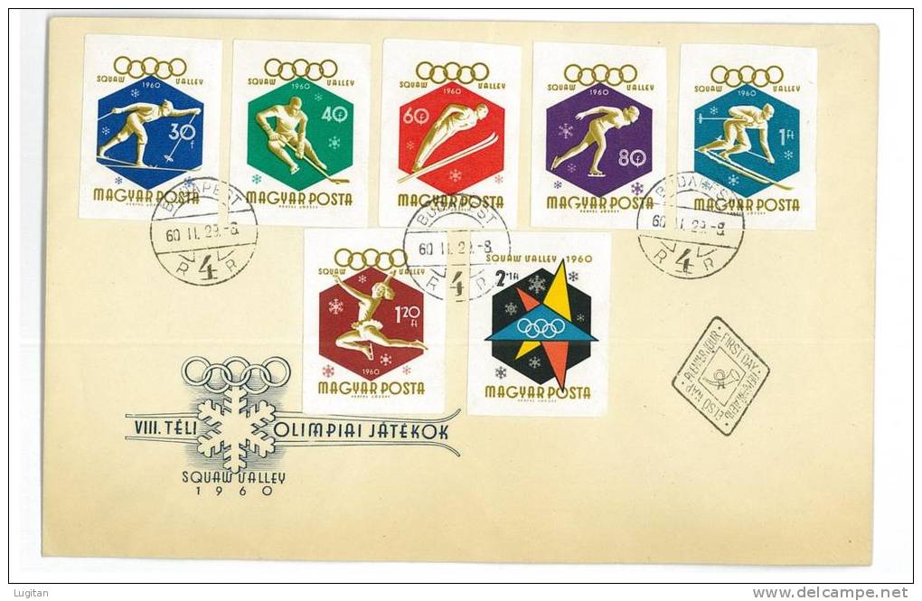 FILATELIA - TEMATICA SPORT - UNGHERIA - MAGYAR POSTA - OLIMPIADI DI SQUAW VALLEY  3  FDC - ANNO 1960 - Winter 1960: Squaw Valley