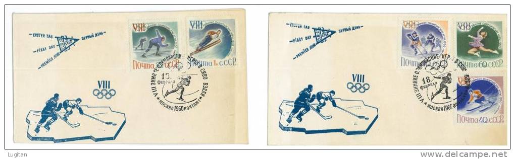 FILATELIA - TEMATICA SPORT - RUSSIA  - OLIMPIADI INVERNALI SQUAW VALLEY - 2 FDC - ANNO 1960 - Invierno 1960: Squaw Valley