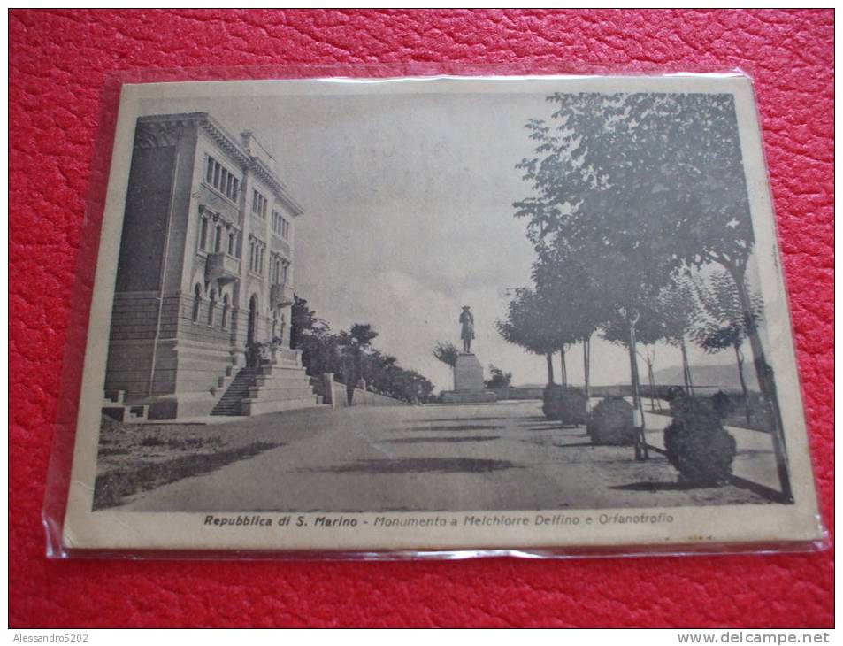 Repubblica Di San Marino - Monumento A Melchiorre Delfino E Orfanatrofio 1943 Ed. Savoretti Rara+++++ - San Marino