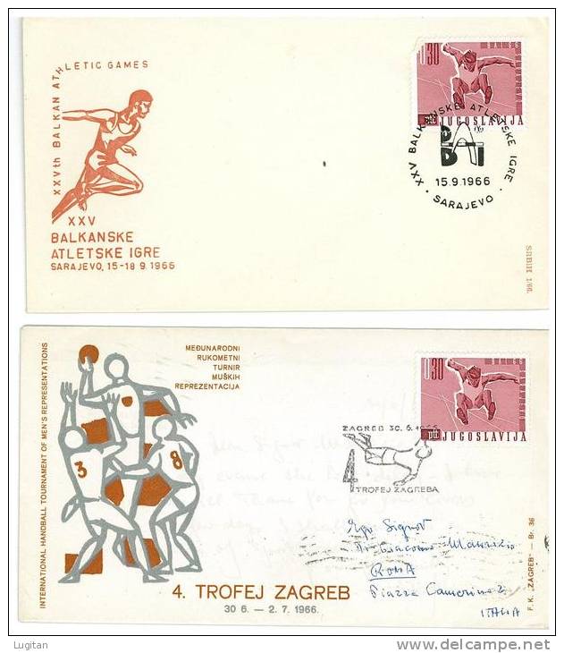 FILATELIA - TEMATICA SPORT - JUGOSLAVIA - ZAGREB E SARAJEVO - TROFEO ATLETICA - ANNO 1966 - 2 FDC - Atletica