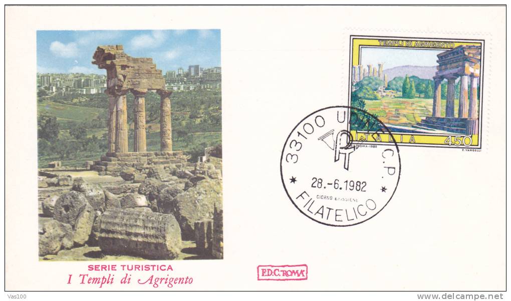 Serie Turistica Tourisme I Templi Di Agrigento 1982 Cover FDC Premier Jour Italia. - Other & Unclassified