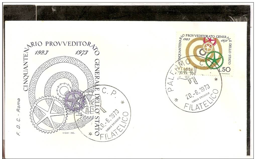 FDC  ITALIA FDC 1973  PROVVEDITORATO DELLO STATO  PRIMO GIORNO DI EMISSIONE  FIRST DAY ITALY - FDC