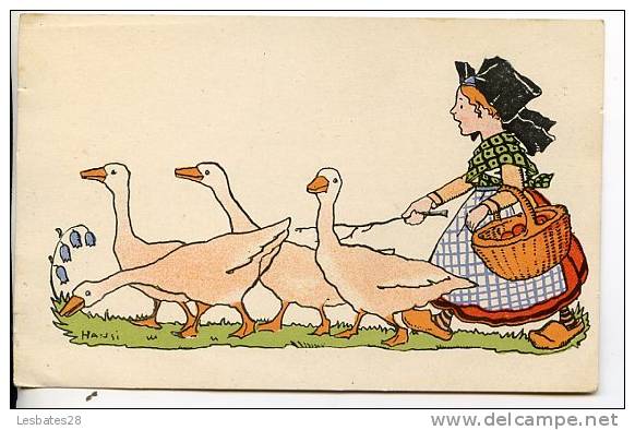 CPA FANTAISIES.-  HANSI.- Gardienne De Canard.- -.--OCT-GER- 2011 495 - Hansi