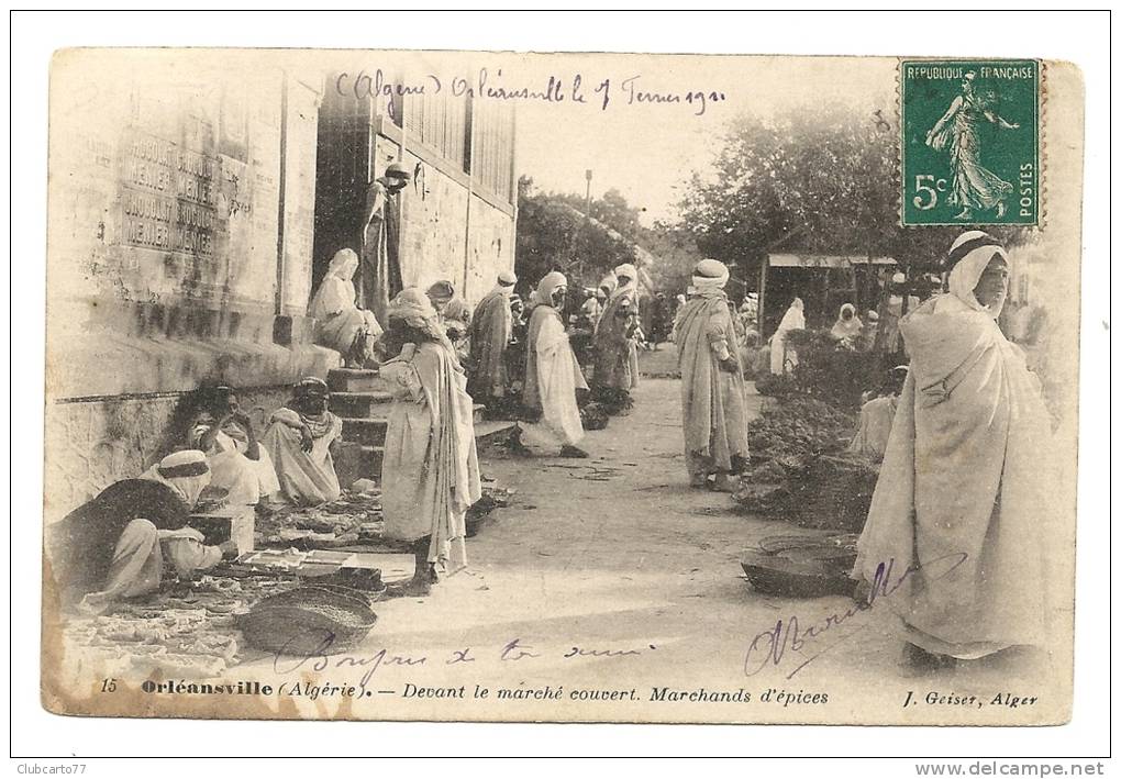 Chlef Ou Orléansville (Algérie) : Les Marchands D'épices à L'entrée Du Marché Couvert En 1911 (animée). - Chlef (Orléansville)