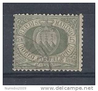 1892-94 SAN MARINO USATO STEMMA 5 CENT - RR9120 - Used Stamps