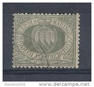 1892-94 SAN MARINO USATO STEMMA 5 CENT - RR9120 - Gebruikt