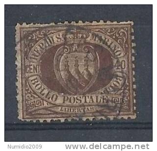 1892-94 SAN MARINO USATO STEMMA 40 CENT - RR9120 - Used Stamps