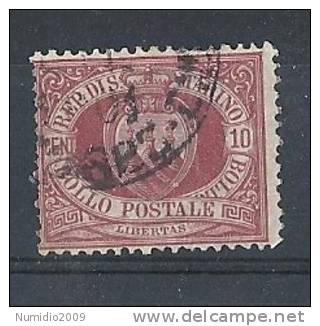 1894-99 SAN MARINO USATO STEMMA 10 CENT - RR9121 - Usados