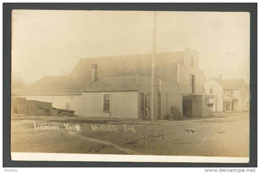 USA , MELLOTT, IND. LUMBER YARD, VINTAGE REAL PHOTO  POSTCARD - Other & Unclassified