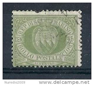 1892-94 SAN MARINO USATO STEMMA 45 CENT - RR9121 - Oblitérés