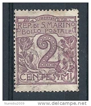 1903 SAN MARINO USATO CIFRA 2 CENT - RR9121 - Oblitérés