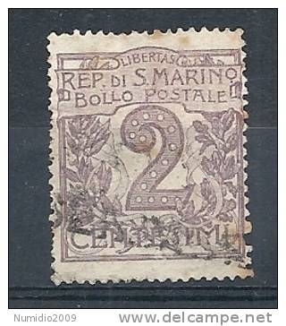 1903 SAN MARINO USATO CIFRA 2 CENT - RR9122-2 - Used Stamps