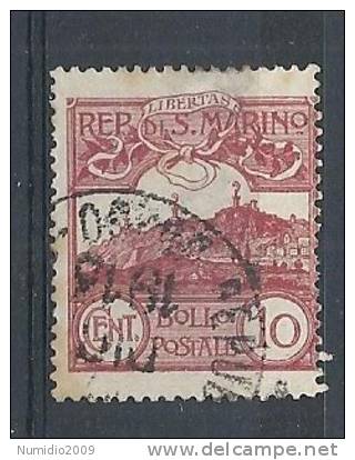 1903 SAN MARINO USATO VEDUTA 10 CENT - RR9122-2 - Used Stamps