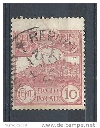 1903 SAN MARINO USATO VEDUTA 10 CENT - RR9122-3 - Oblitérés