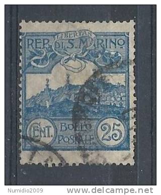 1903 SAN MARINO USATO VEDUTA 25 CENT - RR9122 - Used Stamps