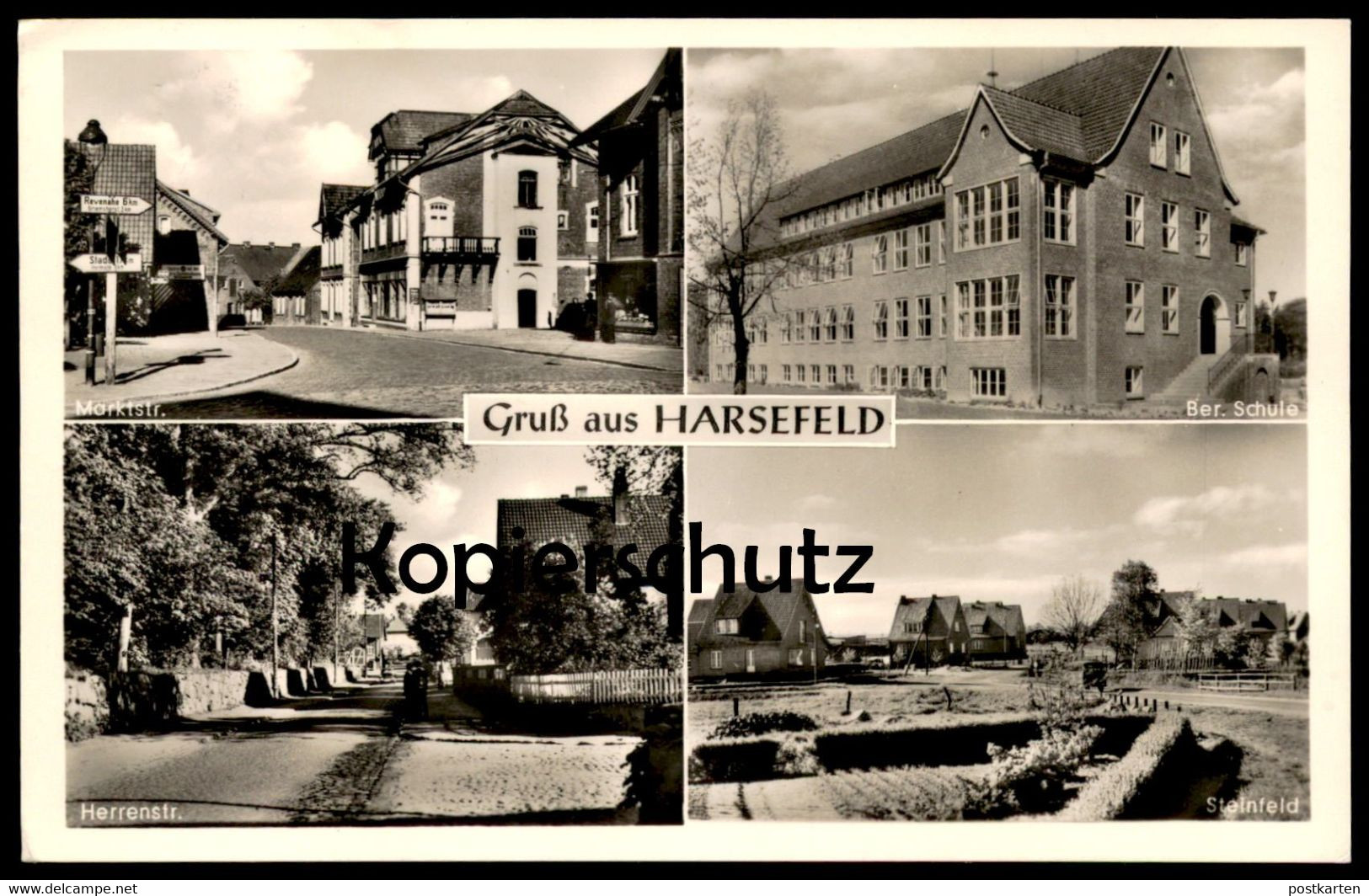 ALTE POSTKARTE GRUSS AUS HARSEFELD BERUFSSCHULE STEINFELD HERRENSTRASSE Schild Stade Helmste Revenahe Griemshorst AK Cpa - Stade