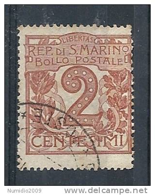 1921-23 SAN MARINO USATO CIFRA 2 CENT - RR9124-6 - Used Stamps