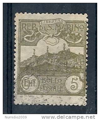 1921-23 SAN MARINO USATO VEDUTA 5 CENT - RR9124-2 - Oblitérés