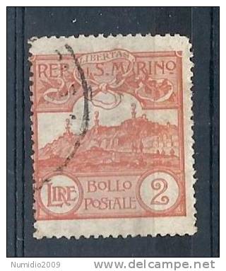 1921-23 SAN MARINO USATO VEDUTA 2 LIRE - RR9125-2 - Used Stamps