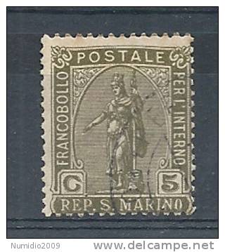 1922 SAN MARINO USATO STATUA LIBERTà 5 CENT - RR9125 - Used Stamps