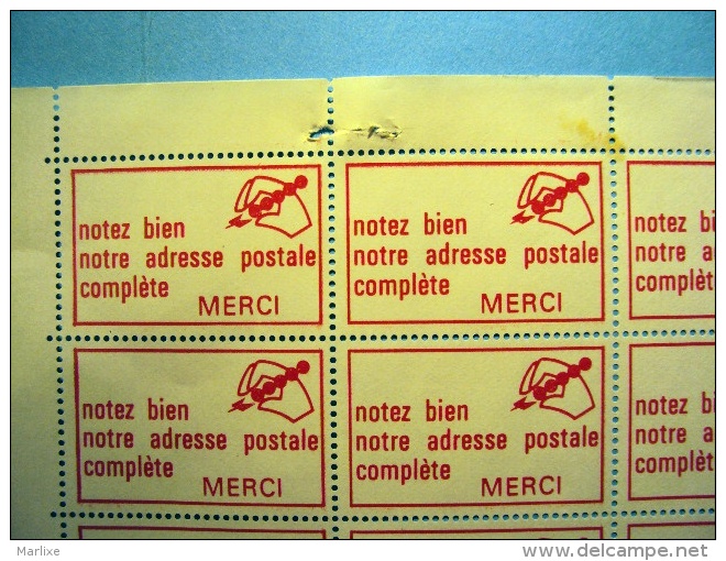 Planche Complete Vignette Adhesive Promotion Du Code Postal - Autres & Non Classés