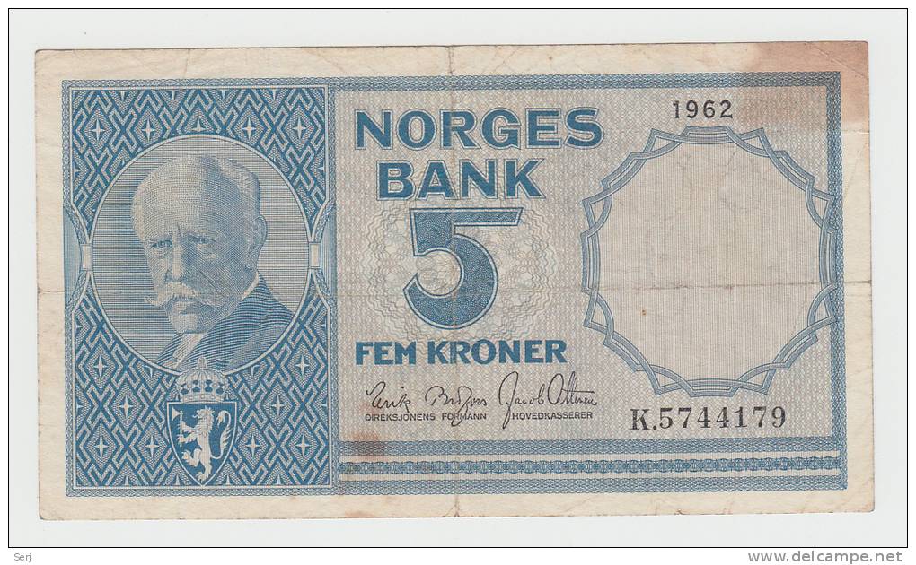 Norway 5 Kroner 1962 VF+ CRISP Banknote P 30b  30 B - Noruega