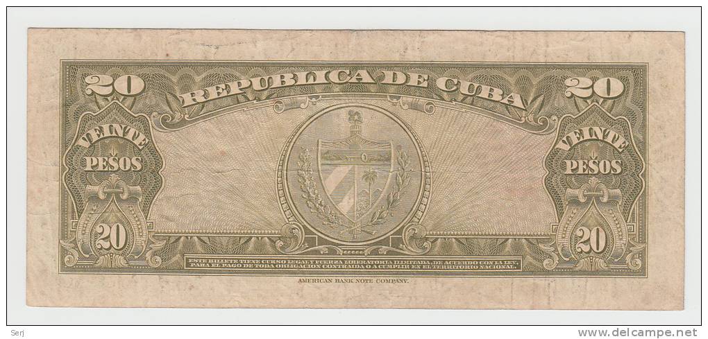 Cuba 20 Pesos 1958 VF P 80b  80 B - Kuba