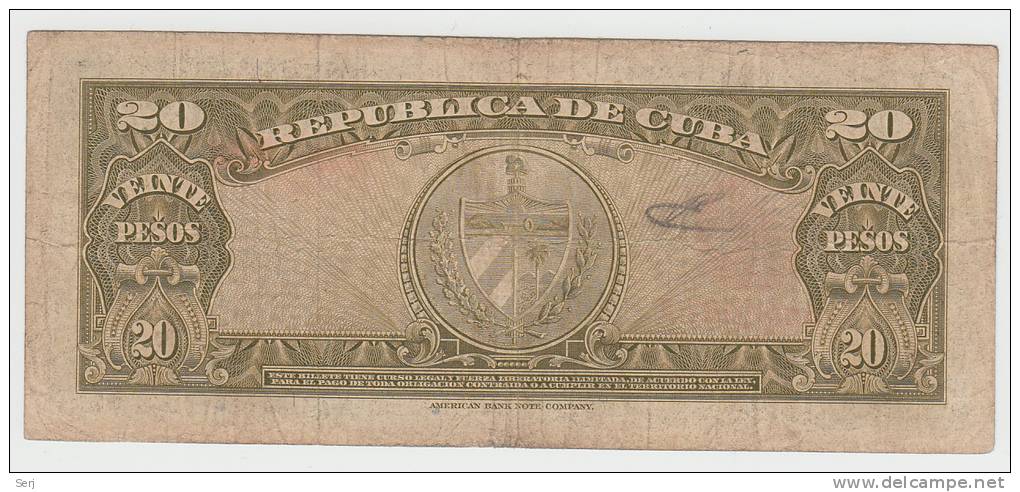 Cuba 20 Pesos 1949 VF+ P 80a  80 A - Cuba