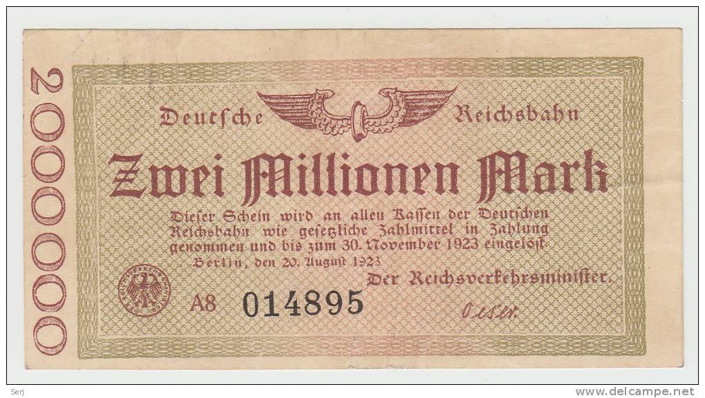 GERMANY 2 MILLION MARK 1923 XF - 2 Millionen Mark