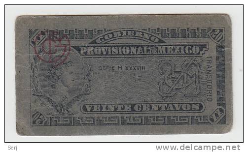 MEXICO 20 CENTAVOS Note  REVOLUTION 1914 VF+ - Mexico