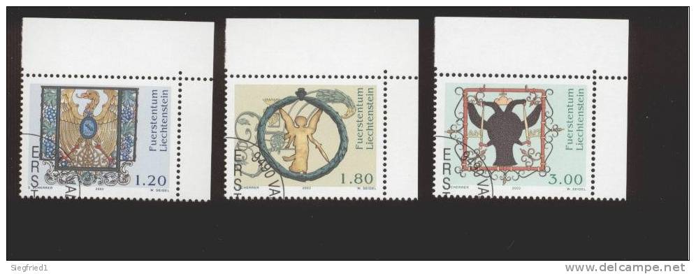 Liechtenstein  Gestempelt 1307-1309 Gasthausschilder Eckrand Ungefaltet - Used Stamps