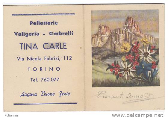 PO9492A# CALENDARIETTO PUBBLICITARIO PELLETTERIE-VALIGERIA-OMBRELLI CARLE - TORINO 1954/PAESAGGIO ALPINO - Formato Piccolo : 1941-60
