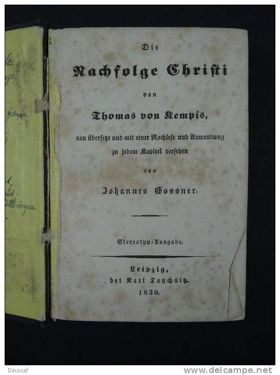 "Die Nachfolge Christi", Leipzig 1839, 430 Seiten - Libri Vecchi E Da Collezione