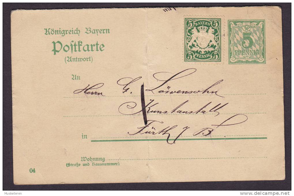 Bayern Upfranked Postal Stationery Ganzsache Entier M. Antwort Reply Response (2 Scans) - Postal  Stationery