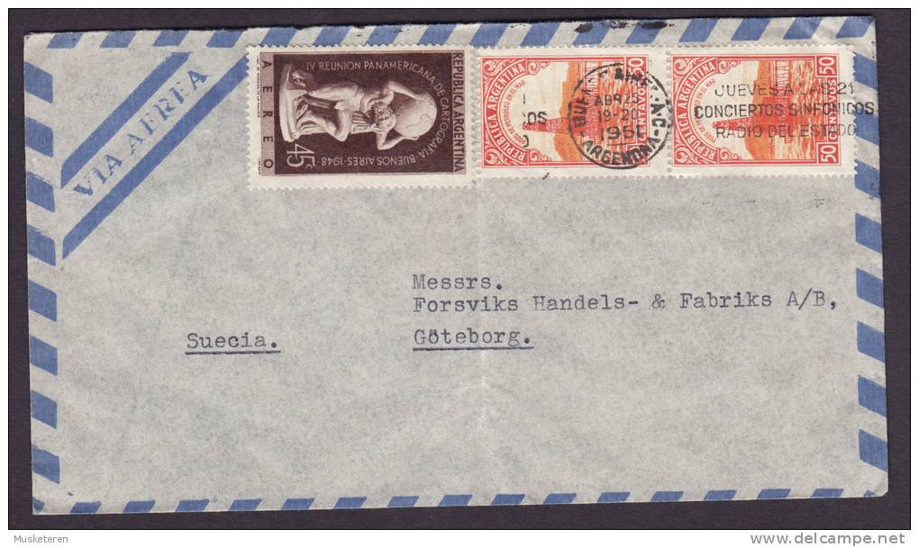 Argentina Via Aerea Airmail BOHDAN STERNIUK Buenos Aires 1951 Cover GÖTEBORG Suecia Sweden (2 Scans) - Luftpost