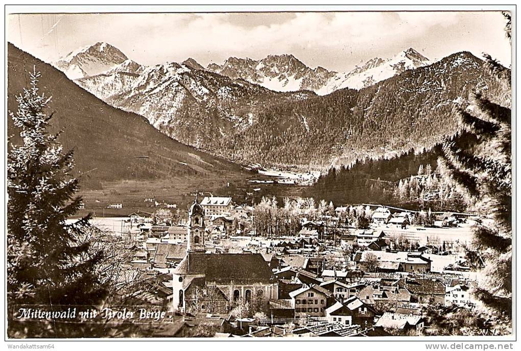 AK Mittenwald Mit Tiroler Berge 12. 7.59 - 17 MITTENWALD Werbestmpel HOCHALPINES MITTENWALD Nach Köln - Mittenwald