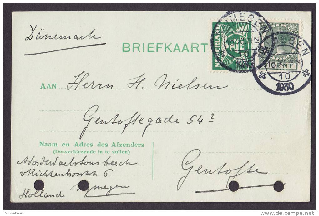 Netherlands Deluxe NIJMEGEN 1930 Briefkaart To GENTOFTE Denmark (2 Scans) - Covers & Documents