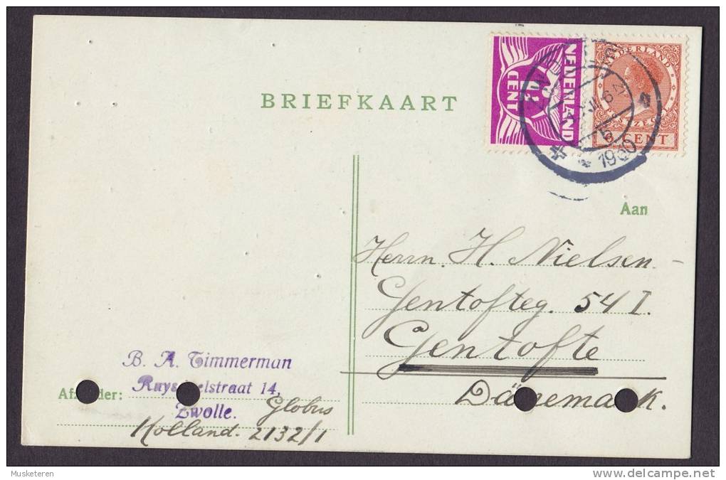 Netherlands Deluxe ZWOLLE 1930 Briefkaart To GENTOFTE Denmark (2 Scans) - Brieven En Documenten