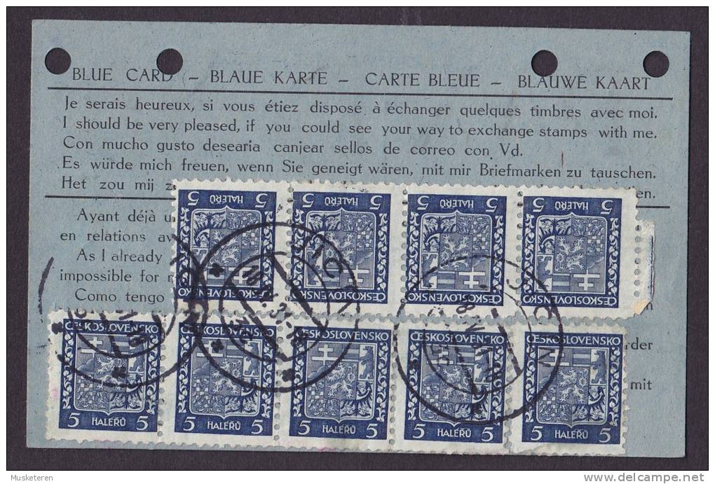 Czechoslovakia Deluxe JICÍN 1931 Mult Franked Card To GENTOFTE Denmark PAX (Peace) Cachet (2 Scans) - Covers & Documents