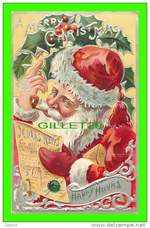 SANTA CLAUS, PÈRE NOEL - X MAS NEWS - A MERRY CHRISTMAS - EMBOSSED - TRAVEL IN 1911 - ST NICHOLAS SERIES No 3 - - Santa Claus