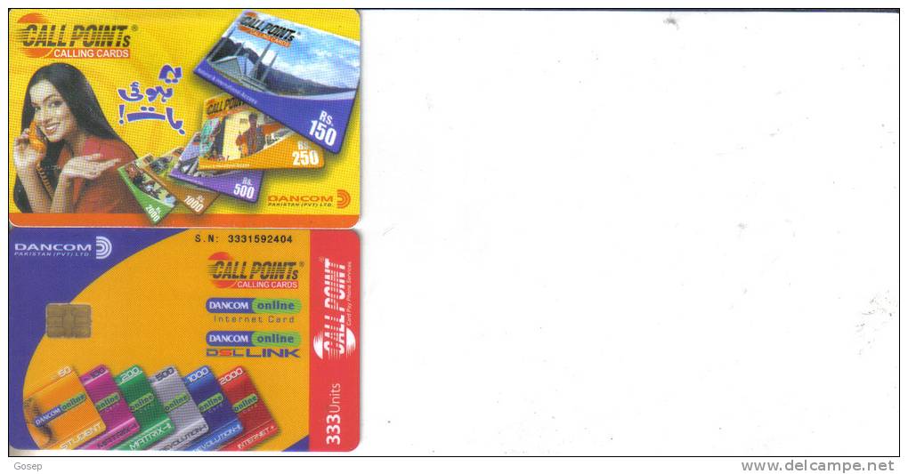 Pakistan-call Point Calling Cards Dancom-333units(out Side Rite 333 From Red)-used Card+1 Card Prepiad Free - Pakistan