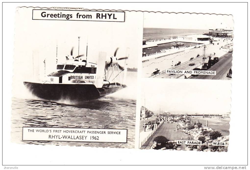 CPSM - Greetings From RHYL - The World´s First Hovercraft Passenger Service RHYL-WALLASEY - 1962 - Denbighshire