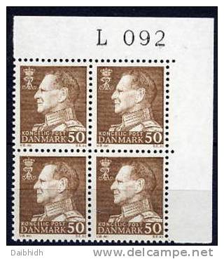 DENMARK 1967 50 Øre Definitive On Fluorescent  Paper In Corner Block With Control Number MNH / **.  Michel 457y - Ungebraucht