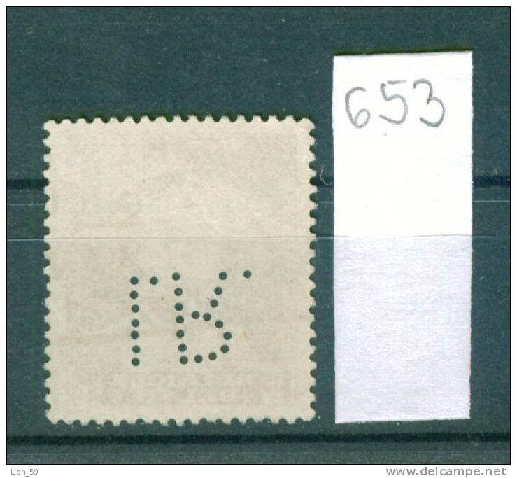 25K653 // - I.R. - Belgique Belgium Belgien Belgio , Perfin Perfores Perforiert Perforati Perforadas - 1909-34